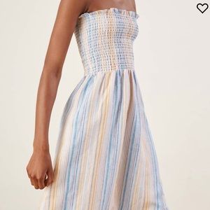 Reformation Linen Bermuda Strapless Midi Sundress Size XL